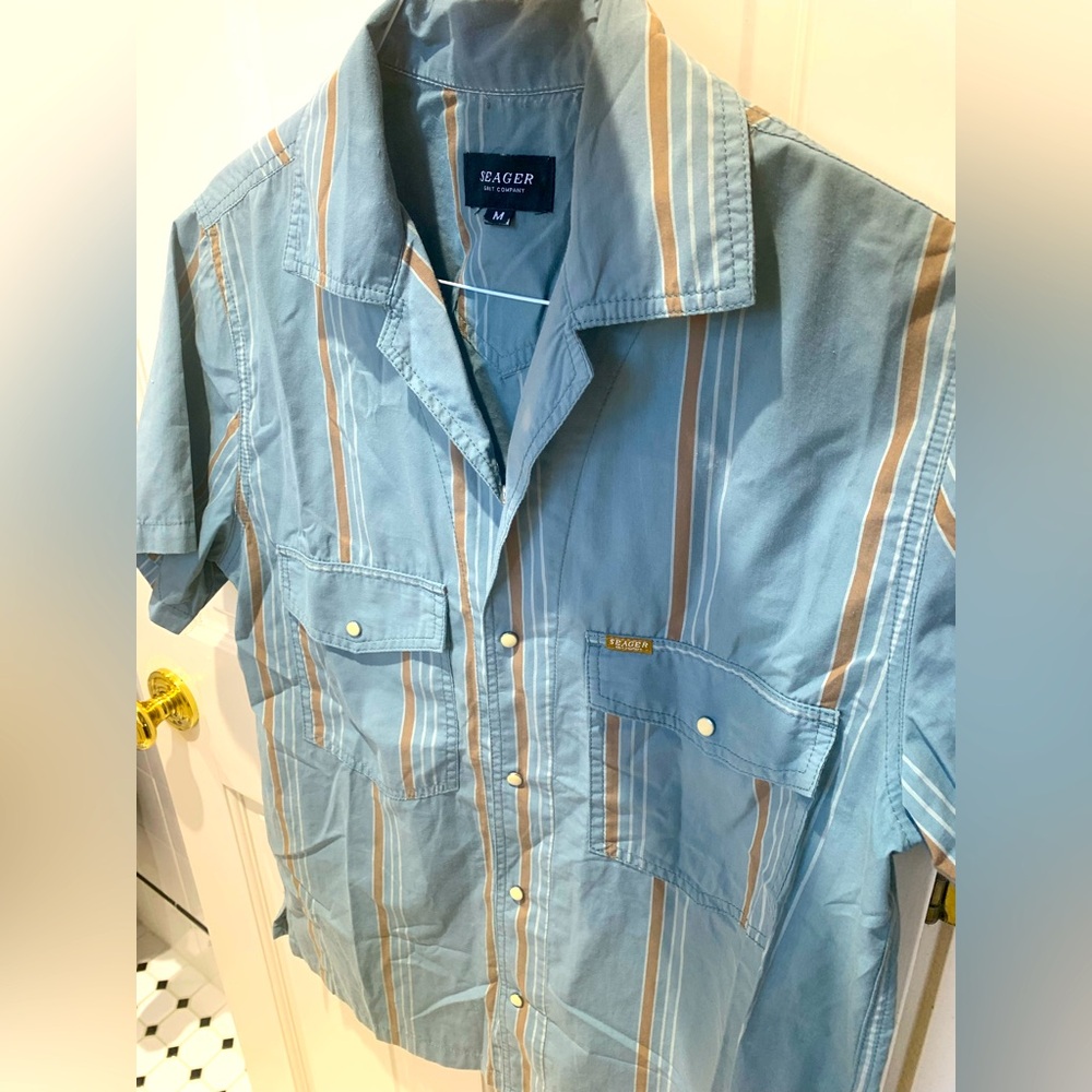 Huckberry Seager Whippersnapper S/S Shirt  Snap Stripes Men's Medium